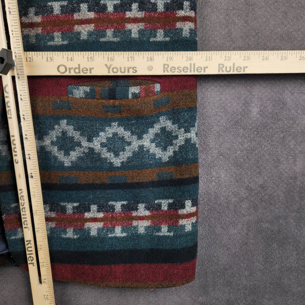 Vintage Braetan Blazer Womens Small Teal Burgundy Southwestern‎ Aztec Wool Blend - Picture 8 of 11